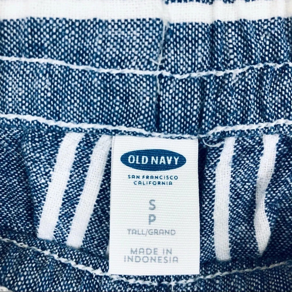 Old Navy Linen Blend Striped Wide Leg Pants Blue S - Picture 4 of 8